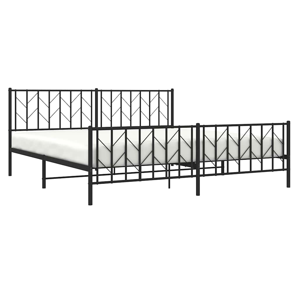 Bedframe met hoofd- en voeteneinde metaal zwart 193x203 cm is nu te koop bij PeponiXL, paradijselijk wonen!