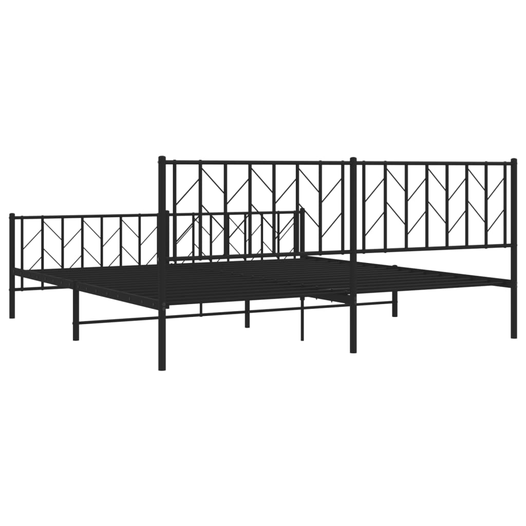 Bedframe met hoofd- en voeteneinde metaal zwart 193x203 cm is nu te koop bij PeponiXL, paradijselijk wonen!