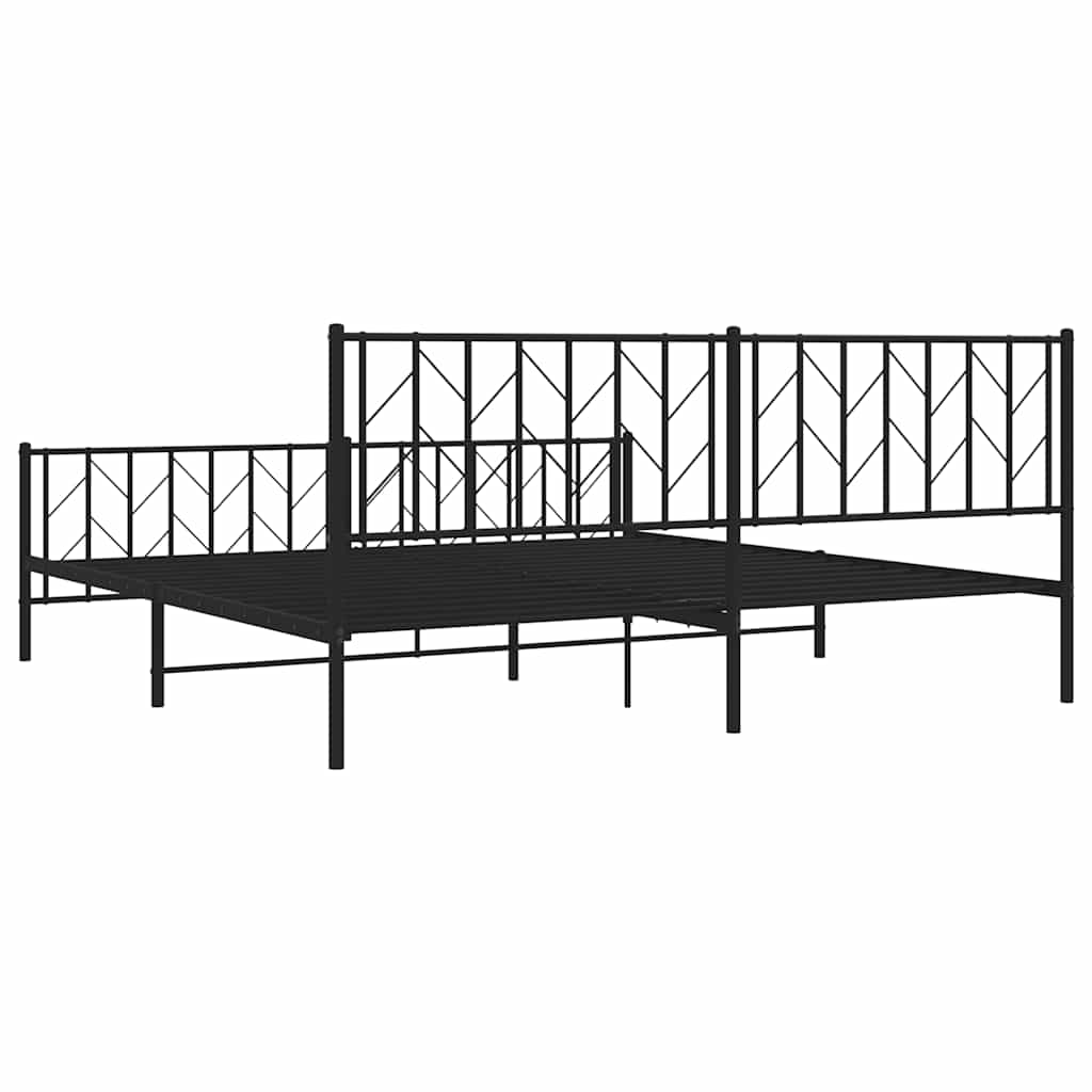 Bedframe met hoofd- en voeteneinde metaal zwart 193x203 cm is nu te koop bij PeponiXL, paradijselijk wonen!