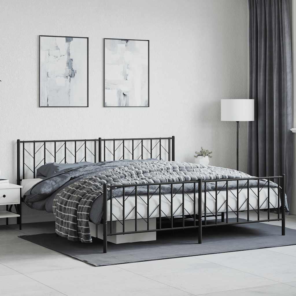 Bedframe met hoofd- en voeteneinde metaal zwart 193x203 cm is nu te koop bij PeponiXL, paradijselijk wonen!