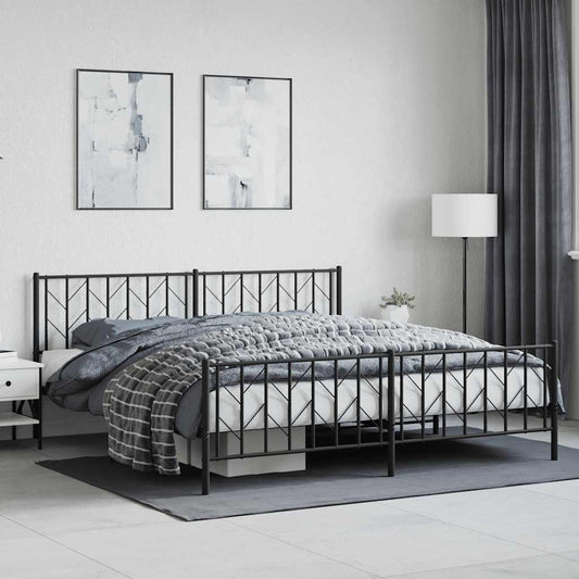 Bedframe met hoofd- en voeteneinde metaal zwart 193x203 cm is nu te koop bij PeponiXL, paradijselijk wonen!