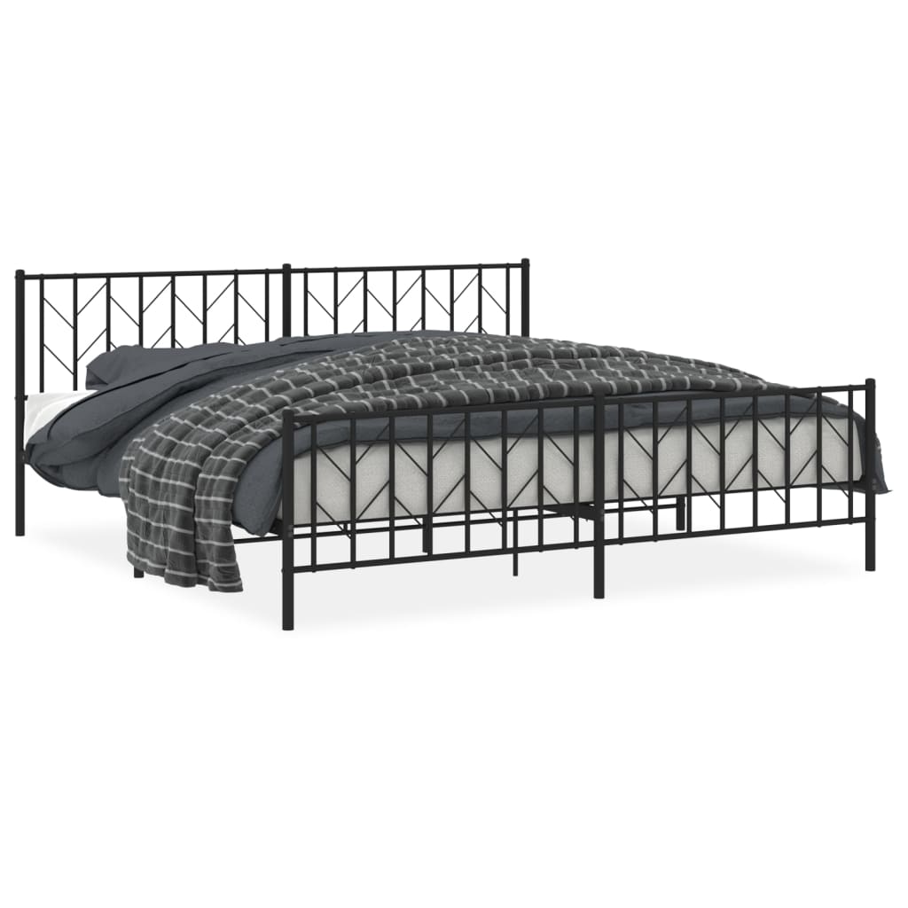 Bedframe met hoofd- en voeteneinde metaal zwart 200x200 cm is nu te koop bij PeponiXL, paradijselijk wonen!