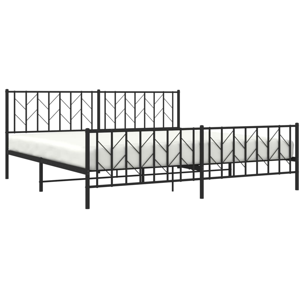 Bedframe met hoofd- en voeteneinde metaal zwart 200x200 cm is nu te koop bij PeponiXL, paradijselijk wonen!