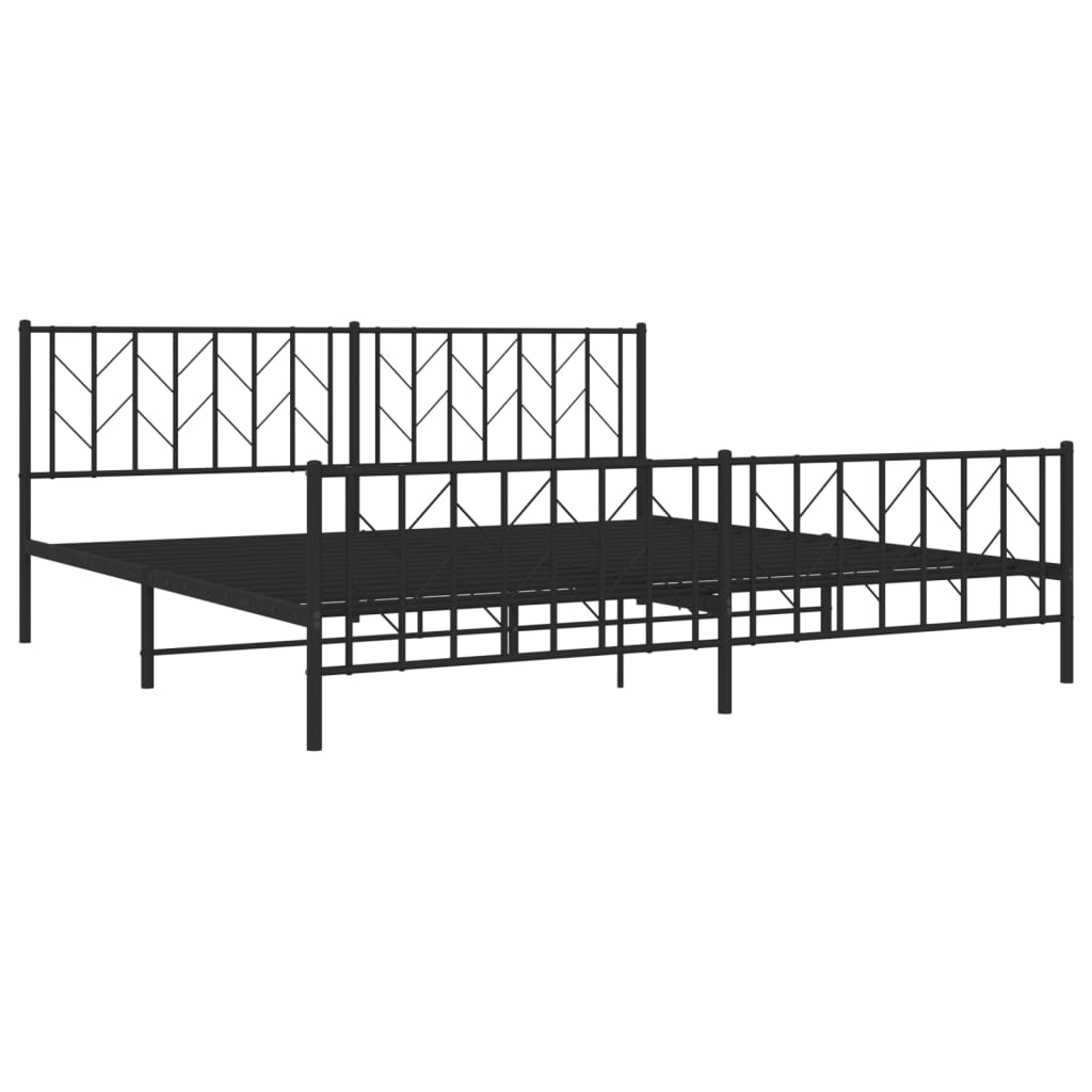 Bedframe met hoofd- en voeteneinde metaal zwart 200x200 cm is nu te koop bij PeponiXL, paradijselijk wonen!