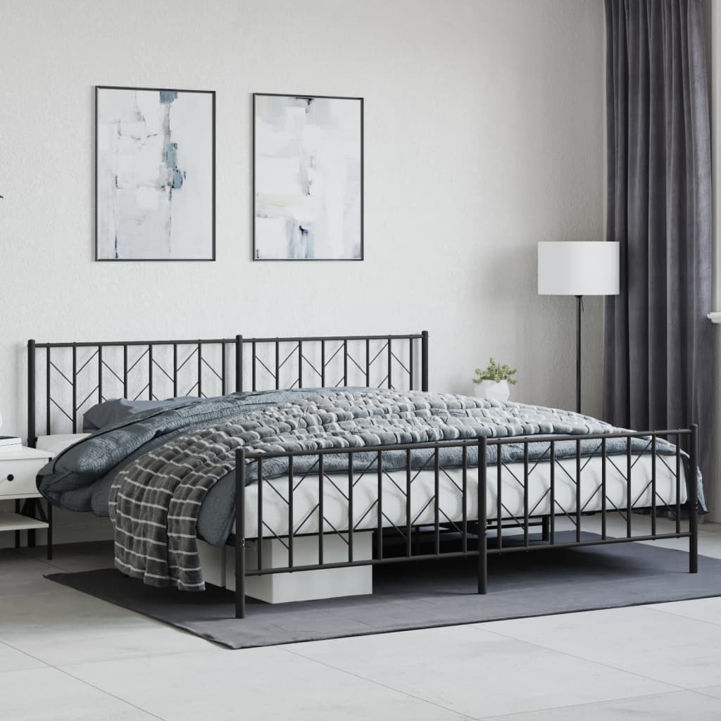 Bedframe met hoofd- en voeteneinde metaal zwart 200x200 cm is nu te koop bij PeponiXL, paradijselijk wonen!