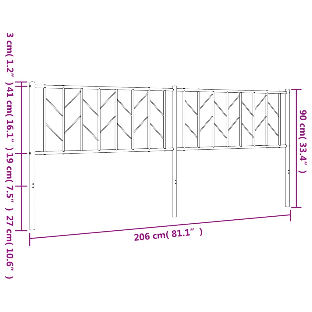 Vervangend hoofdbord 200 cm metaal zwart is nu te koop bij PeponiXL, paradijselijk wonen!