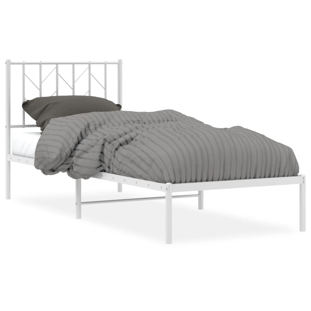 Bedframe met hoofdbord metaal wit 80x200 cm is nu te koop bij PeponiXL, paradijselijk wonen!