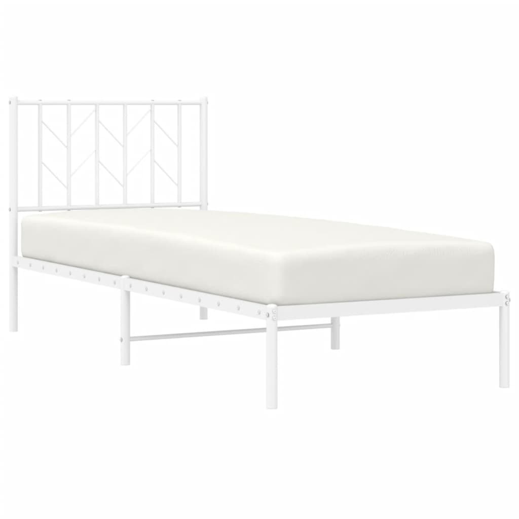 Bedframe met hoofdbord metaal wit 80x200 cm is nu te koop bij PeponiXL, paradijselijk wonen!
