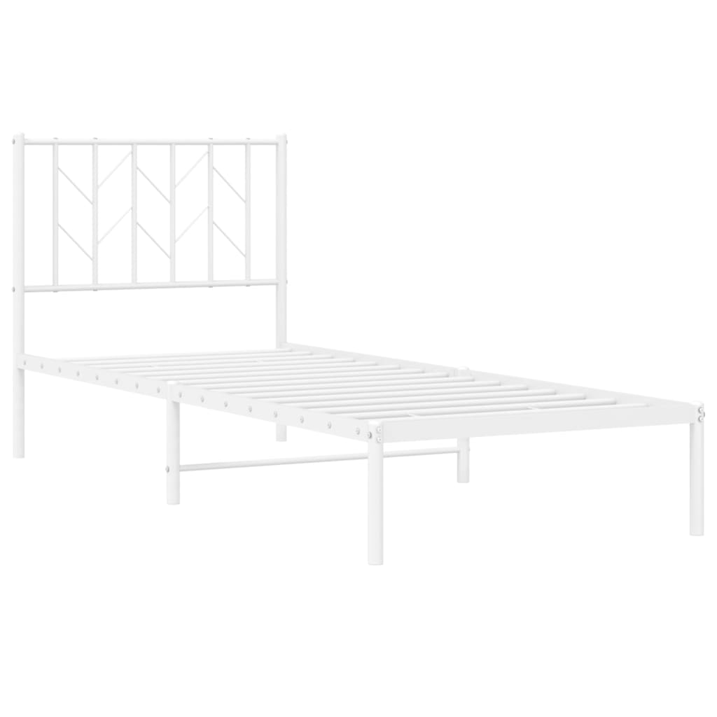 Bedframe met hoofdbord metaal wit 80x200 cm is nu te koop bij PeponiXL, paradijselijk wonen!