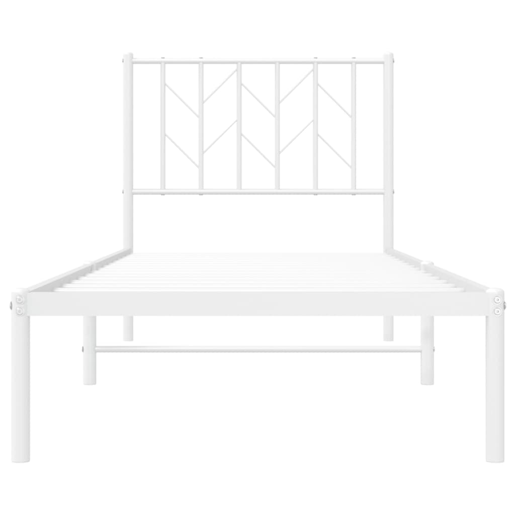 Bedframe met hoofdbord metaal wit 80x200 cm is nu te koop bij PeponiXL, paradijselijk wonen!