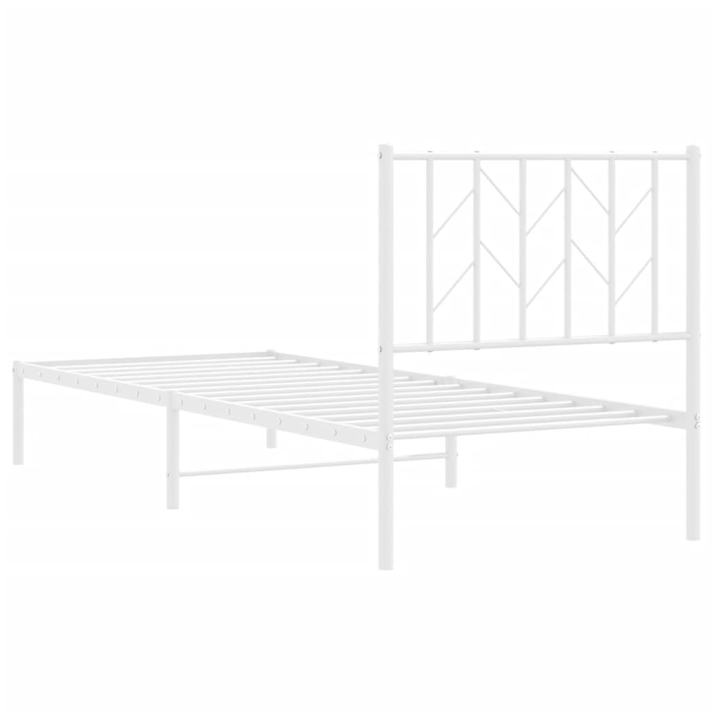 Bedframe met hoofdbord metaal wit 80x200 cm is nu te koop bij PeponiXL, paradijselijk wonen!
