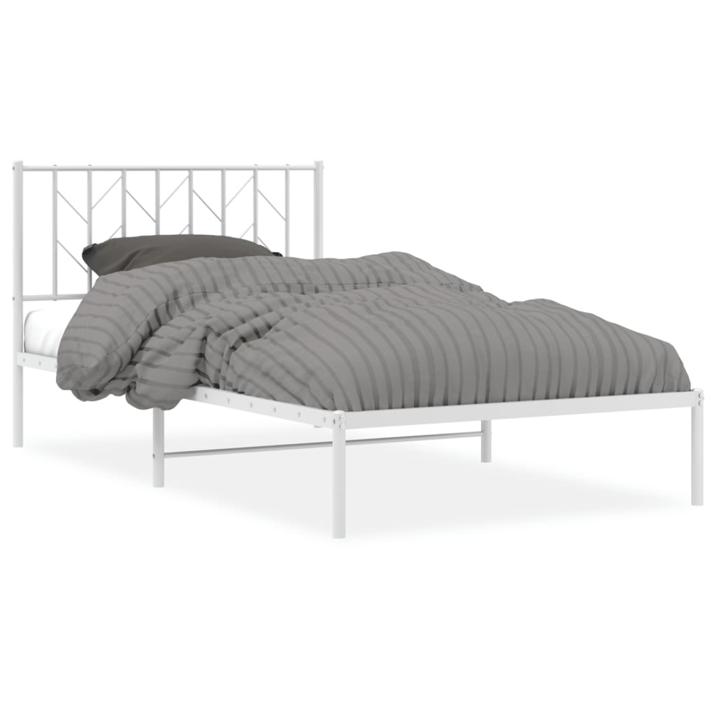 Bedframe met hoofdbord metaal wit 107x203 cm is nu te koop bij PeponiXL, paradijselijk wonen!
