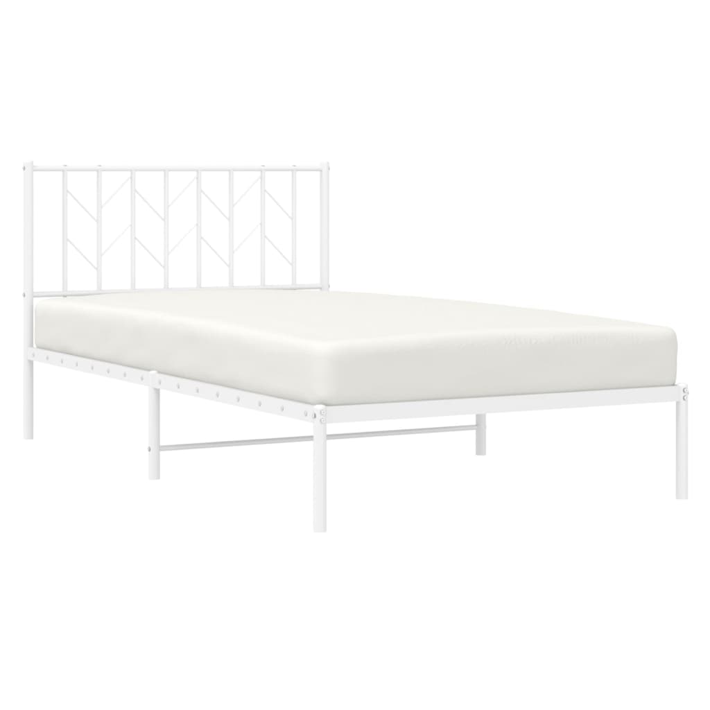 Bedframe met hoofdbord metaal wit 107x203 cm is nu te koop bij PeponiXL, paradijselijk wonen!
