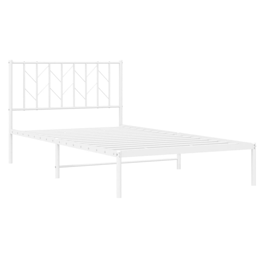 Bedframe met hoofdbord metaal wit 107x203 cm is nu te koop bij PeponiXL, paradijselijk wonen!