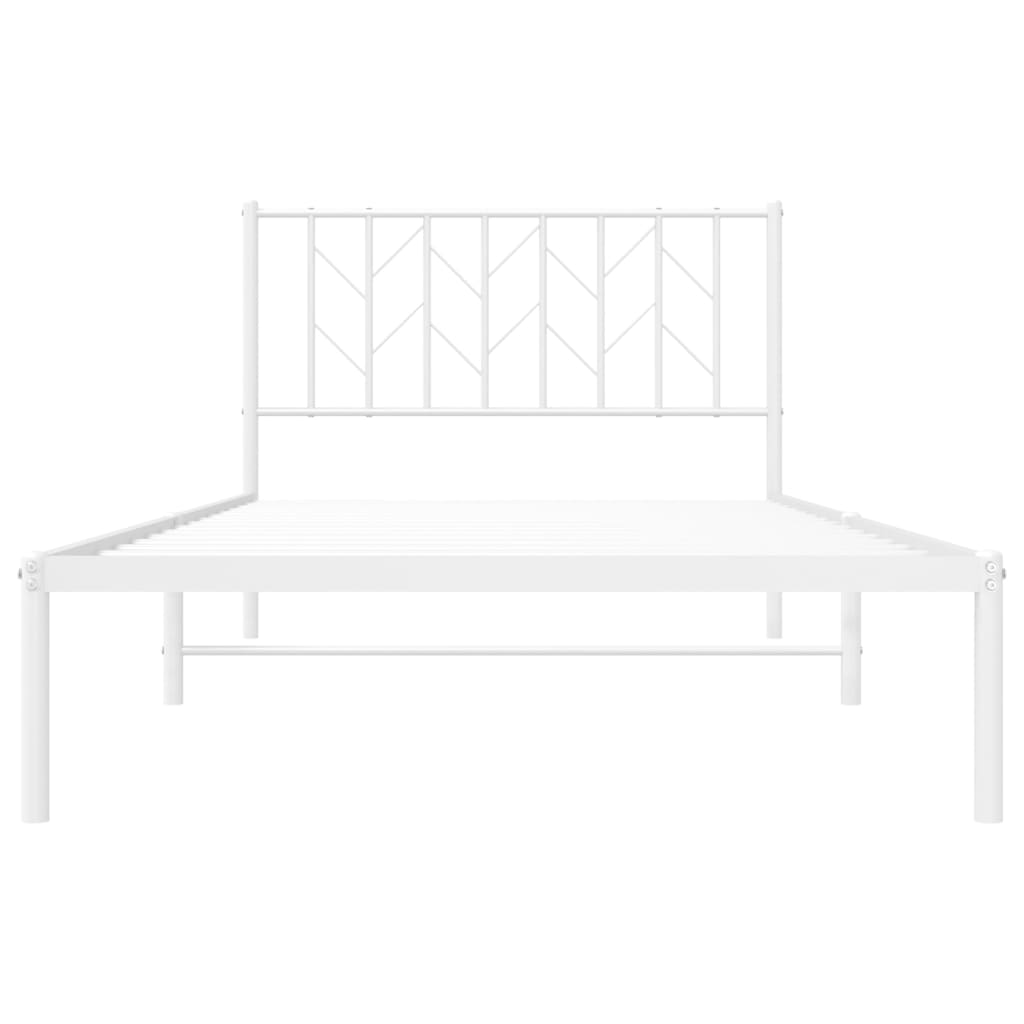Bedframe met hoofdbord metaal wit 107x203 cm is nu te koop bij PeponiXL, paradijselijk wonen!