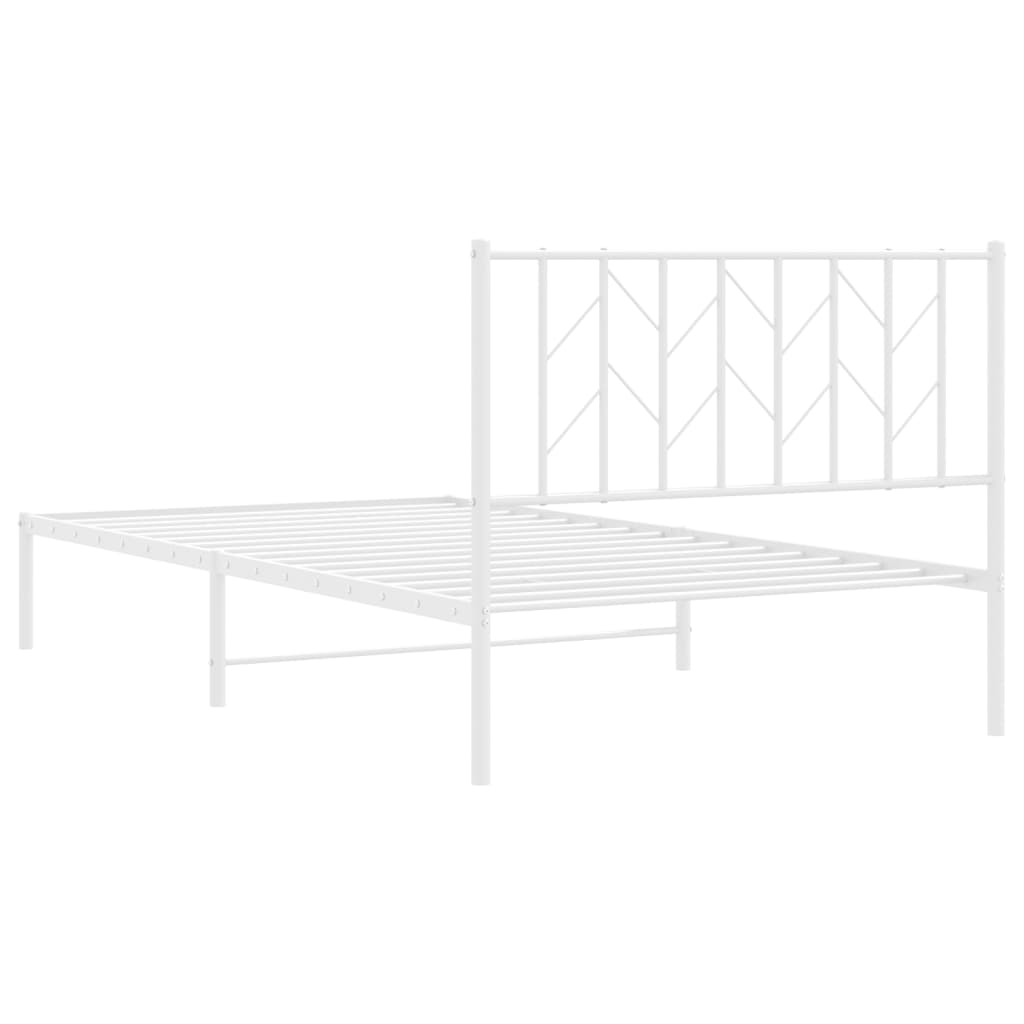 Bedframe met hoofdbord metaal wit 107x203 cm is nu te koop bij PeponiXL, paradijselijk wonen!