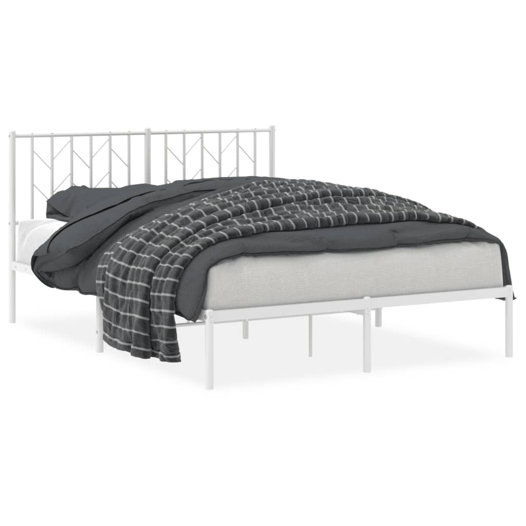 Bedframe met hoofdbord metaal wit 140x200 cm is nu te koop bij PeponiXL, paradijselijk wonen!