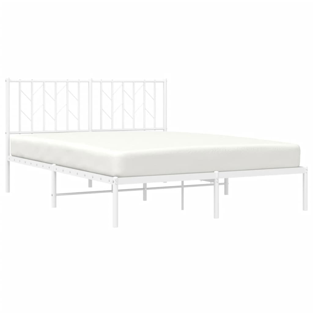Bedframe met hoofdbord metaal wit 140x200 cm is nu te koop bij PeponiXL, paradijselijk wonen!
