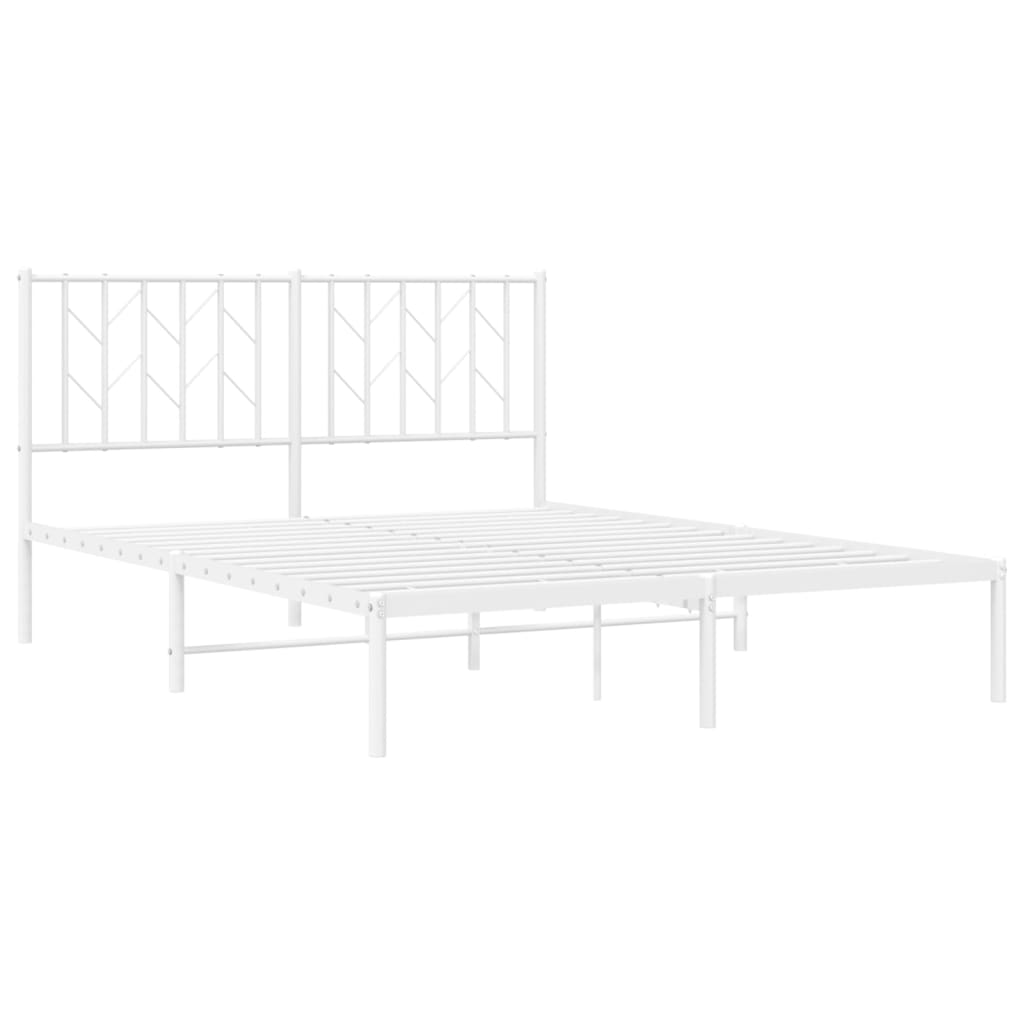 Bedframe met hoofdbord metaal wit 140x200 cm is nu te koop bij PeponiXL, paradijselijk wonen!