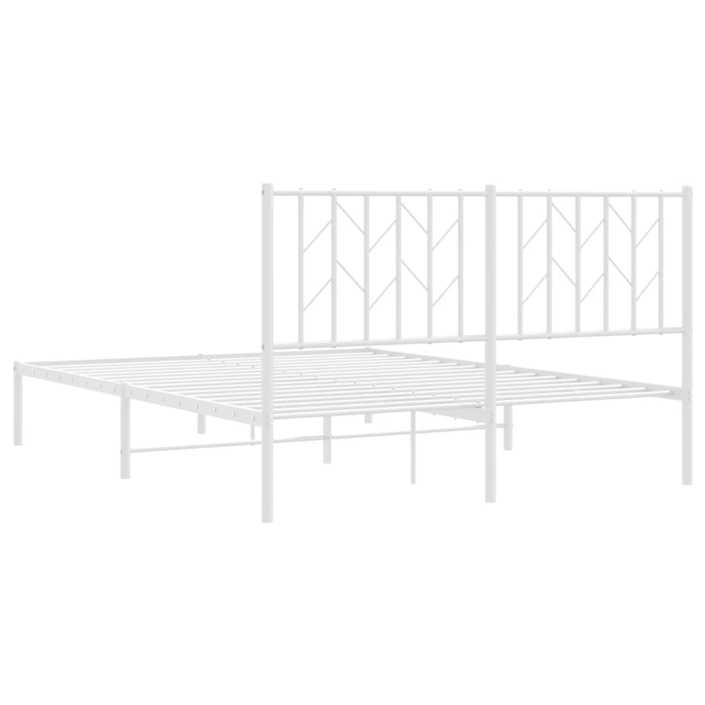 Bedframe met hoofdbord metaal wit 140x200 cm is nu te koop bij PeponiXL, paradijselijk wonen!