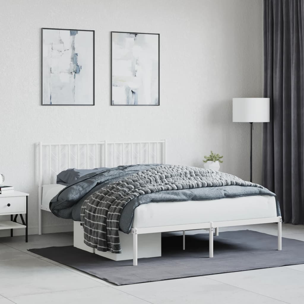 Bedframe met hoofdbord metaal wit 140x200 cm is nu te koop bij PeponiXL, paradijselijk wonen!