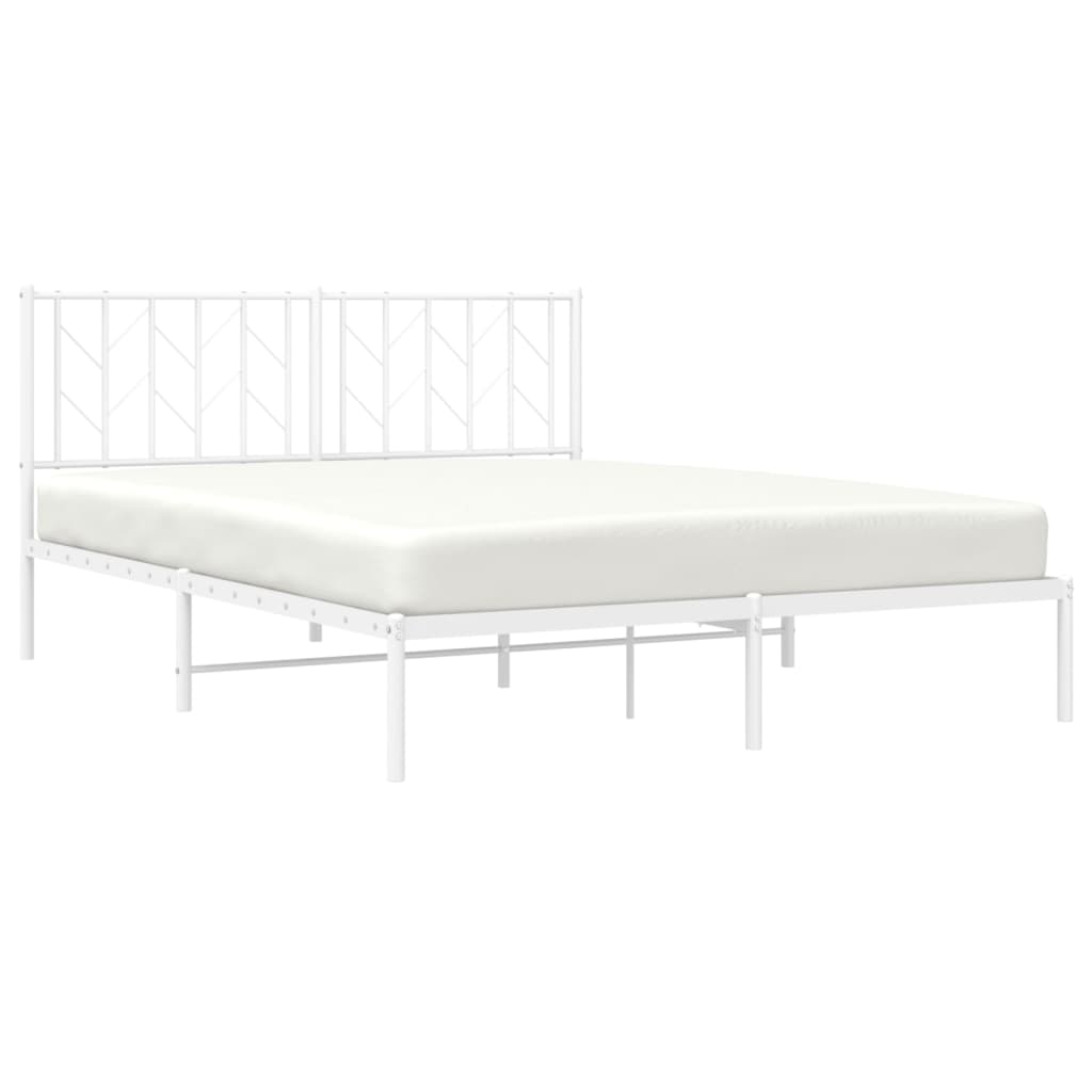 Bedframe met hoofdbord metaal wit 150x200 cm is nu te koop bij PeponiXL, paradijselijk wonen!
