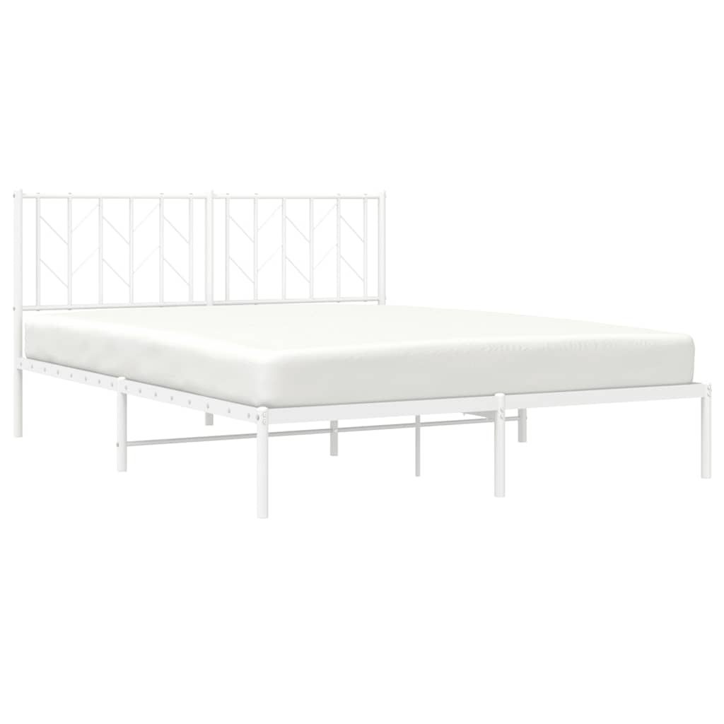 Bedframe met hoofdbord metaal wit 150x200 cm is nu te koop bij PeponiXL, paradijselijk wonen!