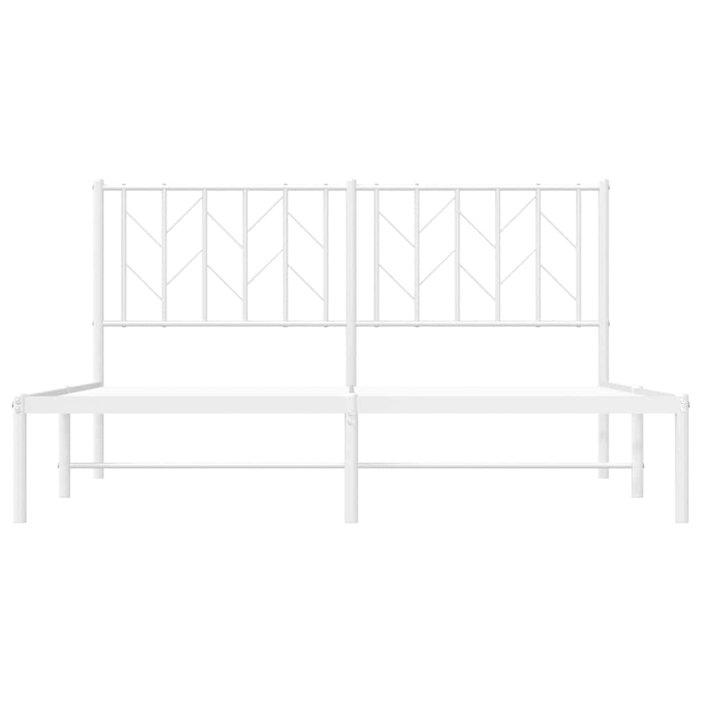Bedframe met hoofdbord metaal wit 150x200 cm is nu te koop bij PeponiXL, paradijselijk wonen!