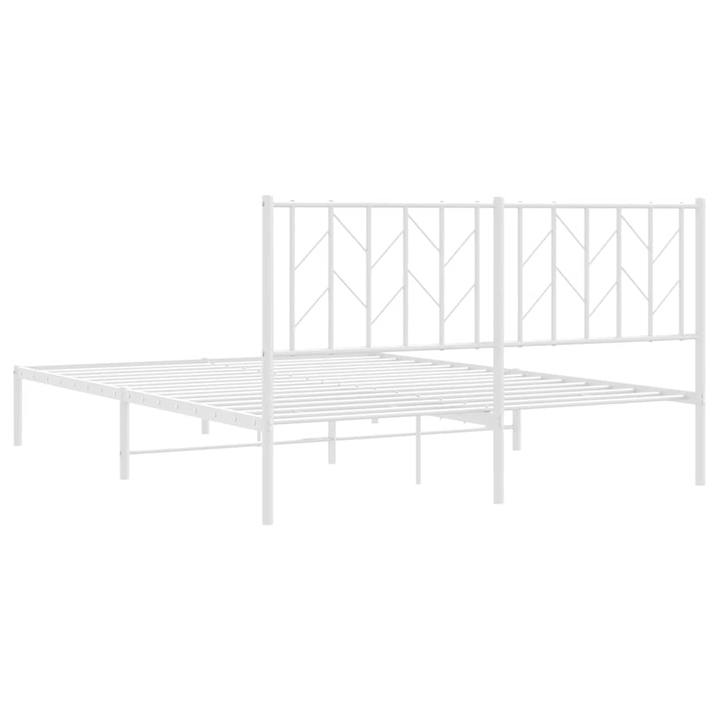 Bedframe met hoofdbord metaal wit 150x200 cm is nu te koop bij PeponiXL, paradijselijk wonen!