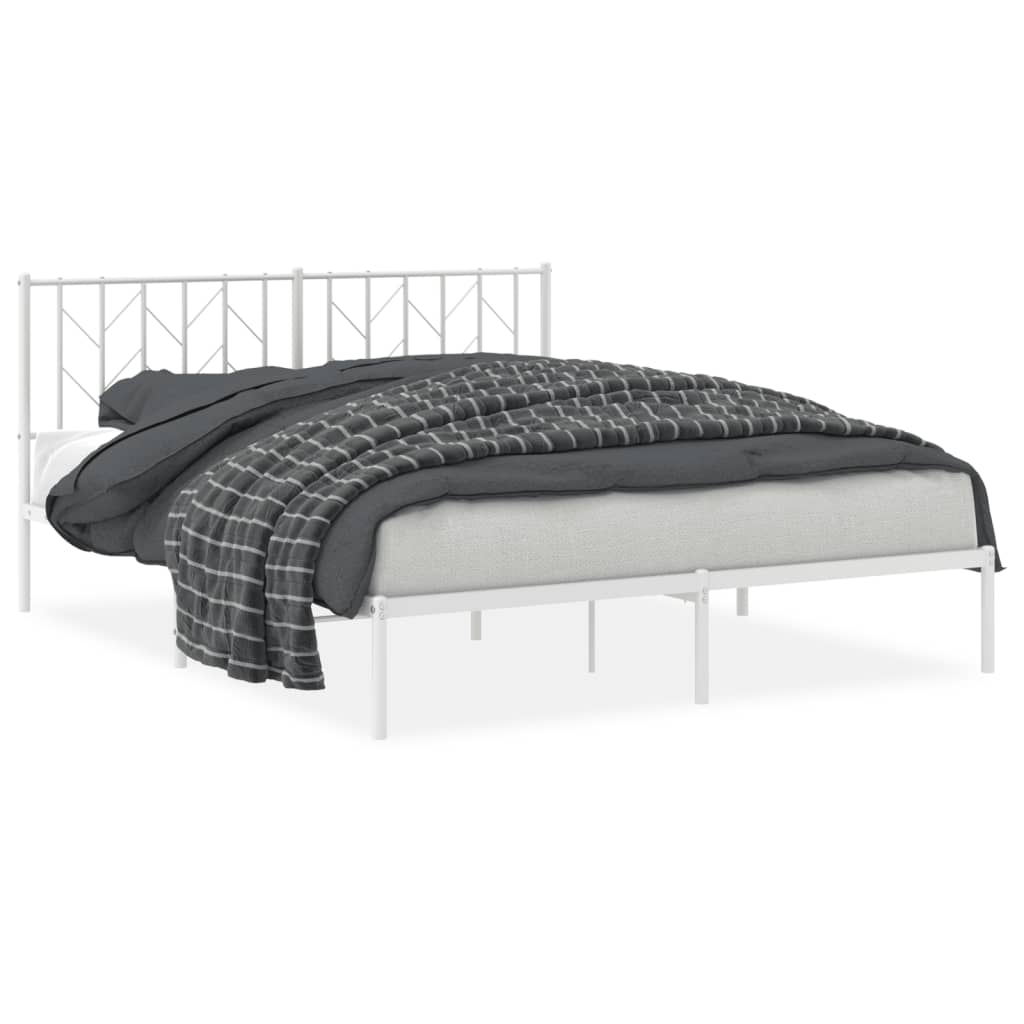 Bedframe met hoofdbord metaal wit 160x200 cm is nu te koop bij PeponiXL, paradijselijk wonen!