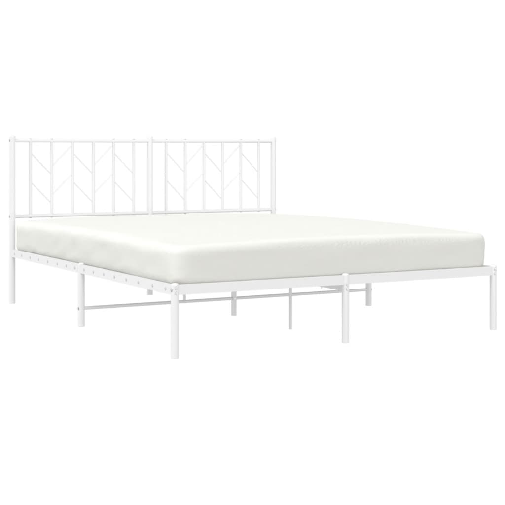Bedframe met hoofdbord metaal wit 160x200 cm is nu te koop bij PeponiXL, paradijselijk wonen!