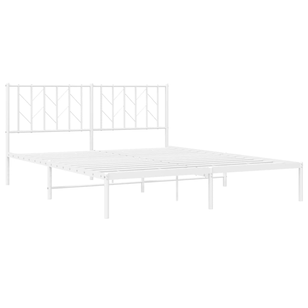 Bedframe met hoofdbord metaal wit 160x200 cm is nu te koop bij PeponiXL, paradijselijk wonen!