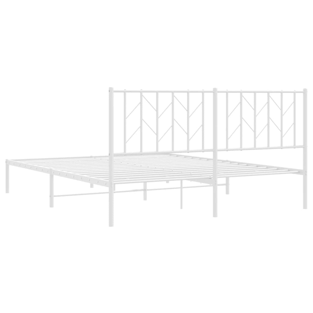Bedframe met hoofdbord metaal wit 160x200 cm is nu te koop bij PeponiXL, paradijselijk wonen!