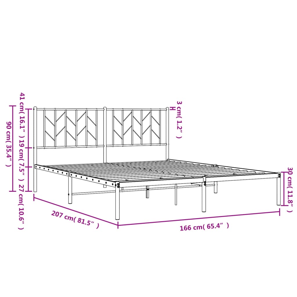 Bedframe met hoofdbord metaal wit 160x200 cm is nu te koop bij PeponiXL, paradijselijk wonen!