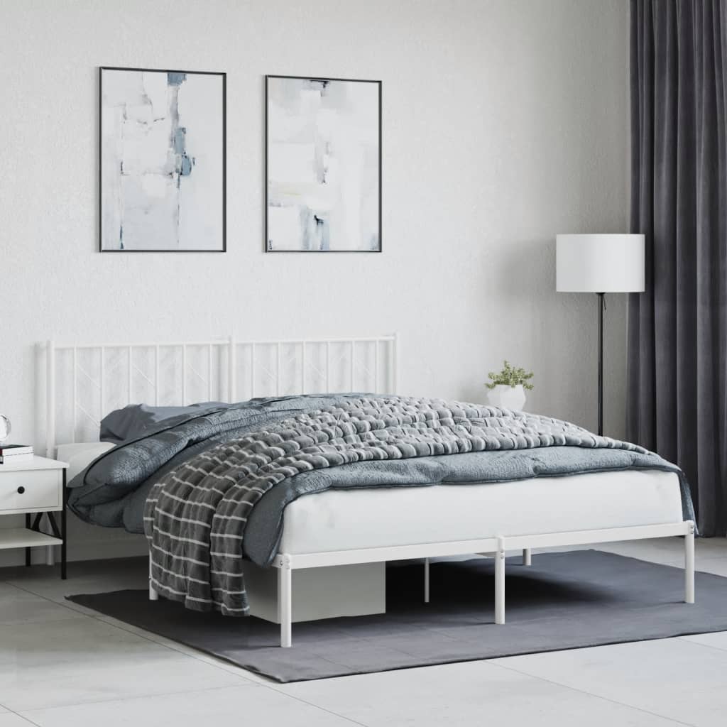 Bedframe met hoofdbord metaal wit 160x200 cm is nu te koop bij PeponiXL, paradijselijk wonen!