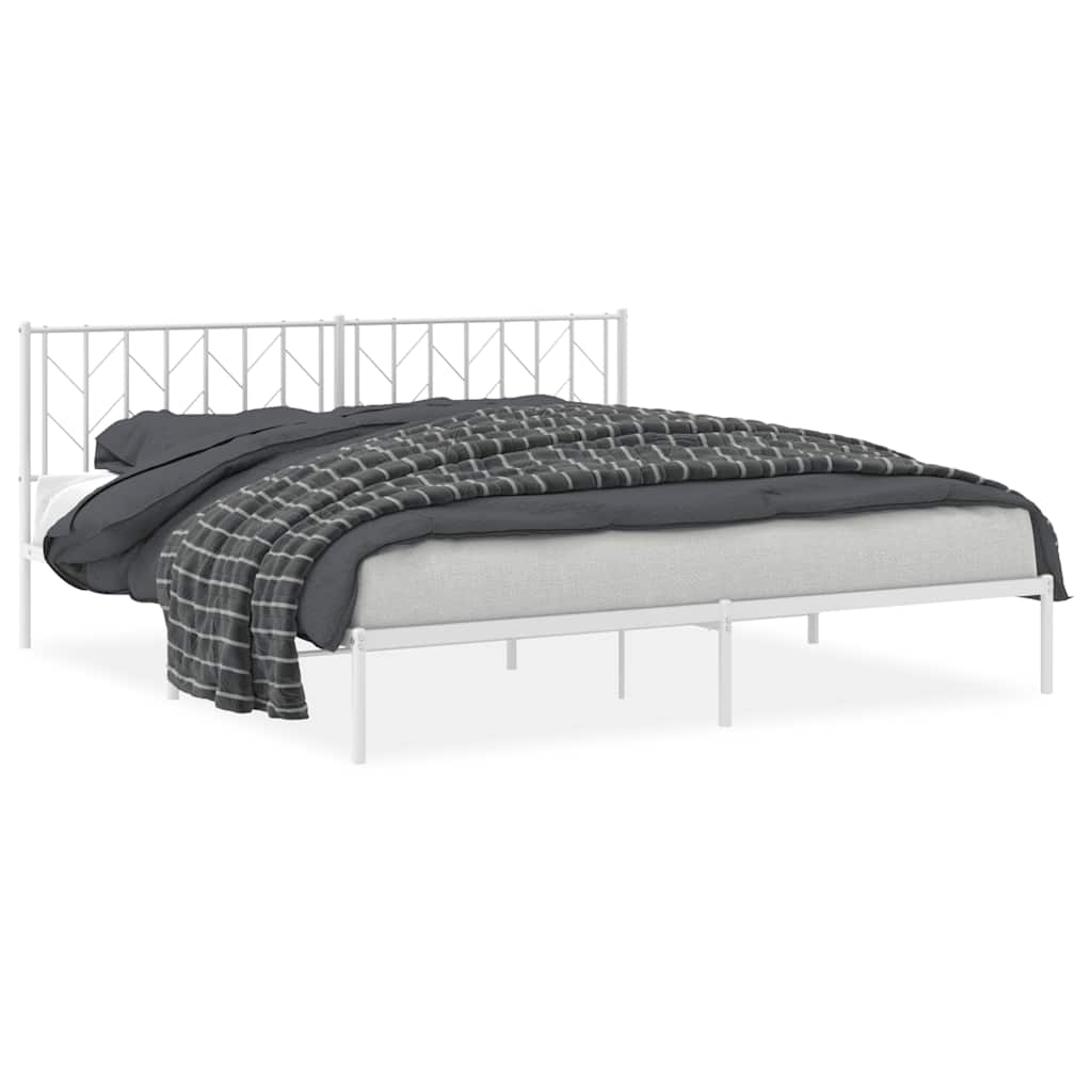 Bedframe met hoofdbord metaal wit 193x203 cm is nu te koop bij PeponiXL, paradijselijk wonen!