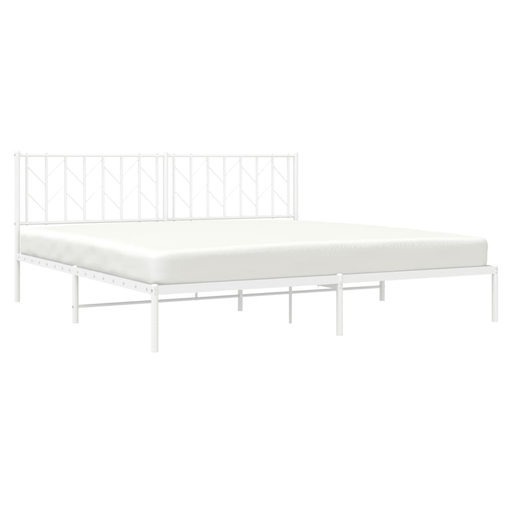 Bedframe met hoofdbord metaal wit 193x203 cm is nu te koop bij PeponiXL, paradijselijk wonen!