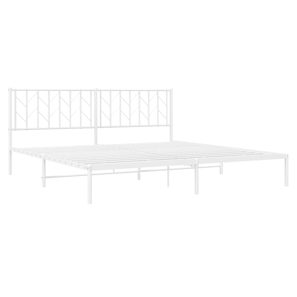 Bedframe met hoofdbord metaal wit 193x203 cm is nu te koop bij PeponiXL, paradijselijk wonen!