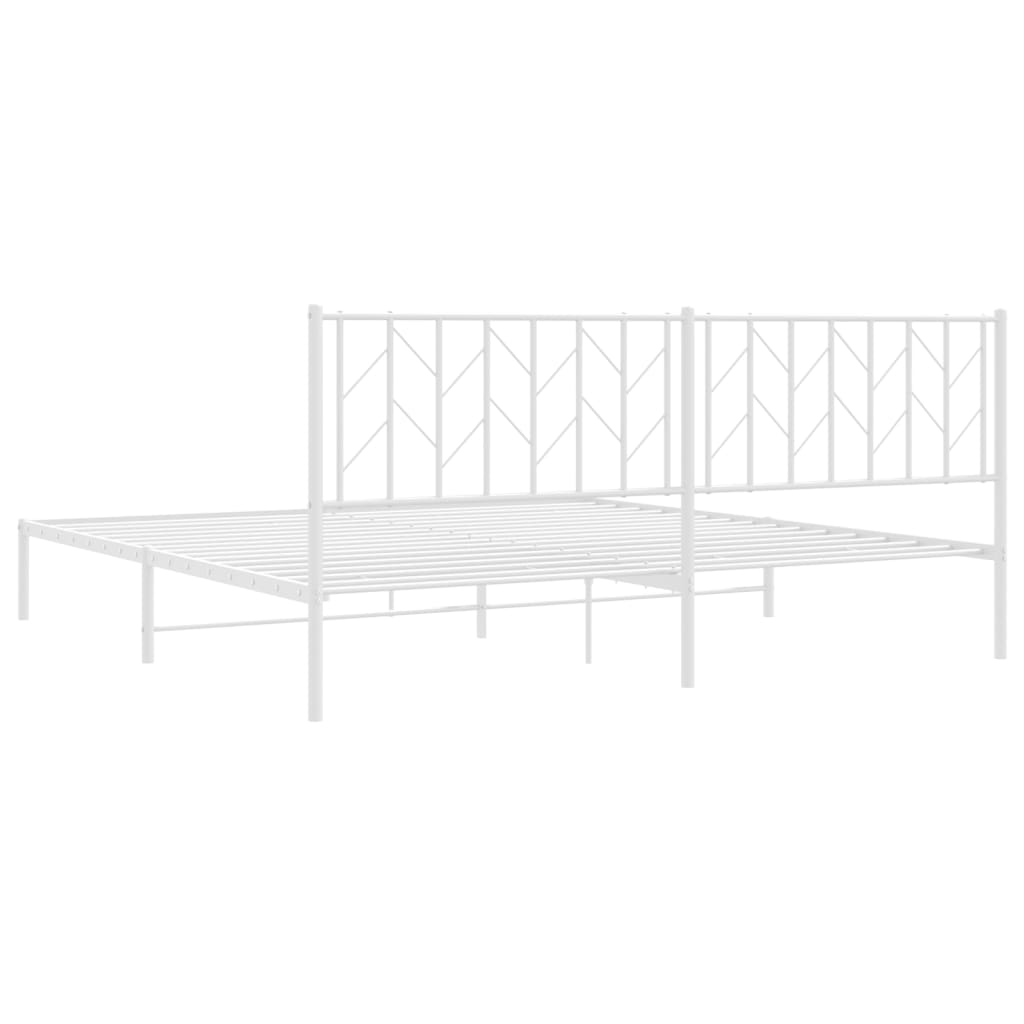 Bedframe met hoofdbord metaal wit 193x203 cm is nu te koop bij PeponiXL, paradijselijk wonen!