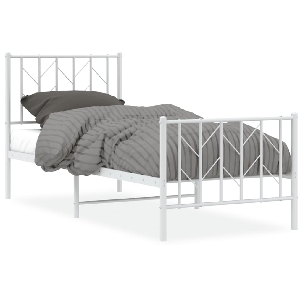 Bedframe met hoofd- en voeteneinde metaal wit 75x190 cm is nu te koop bij PeponiXL, paradijselijk wonen!