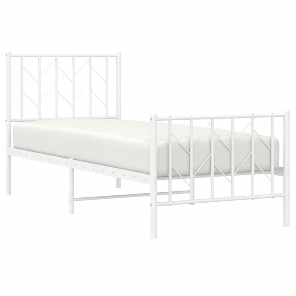 Bedframe met hoofd- en voeteneinde metaal wit 75x190 cm is nu te koop bij PeponiXL, paradijselijk wonen!