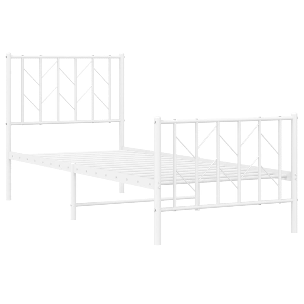 Bedframe met hoofd- en voeteneinde metaal wit 75x190 cm is nu te koop bij PeponiXL, paradijselijk wonen!