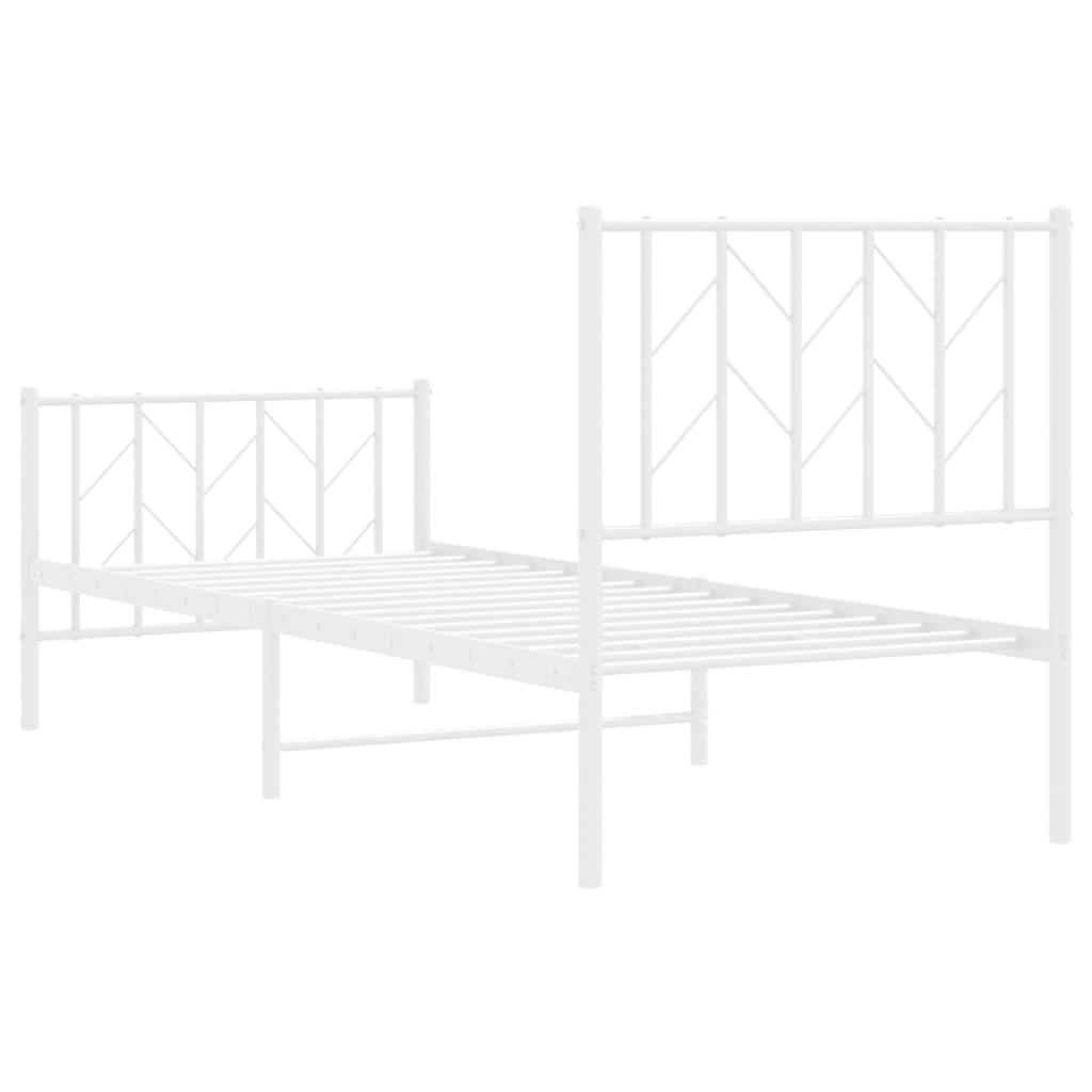Bedframe met hoofd- en voeteneinde metaal wit 75x190 cm is nu te koop bij PeponiXL, paradijselijk wonen!