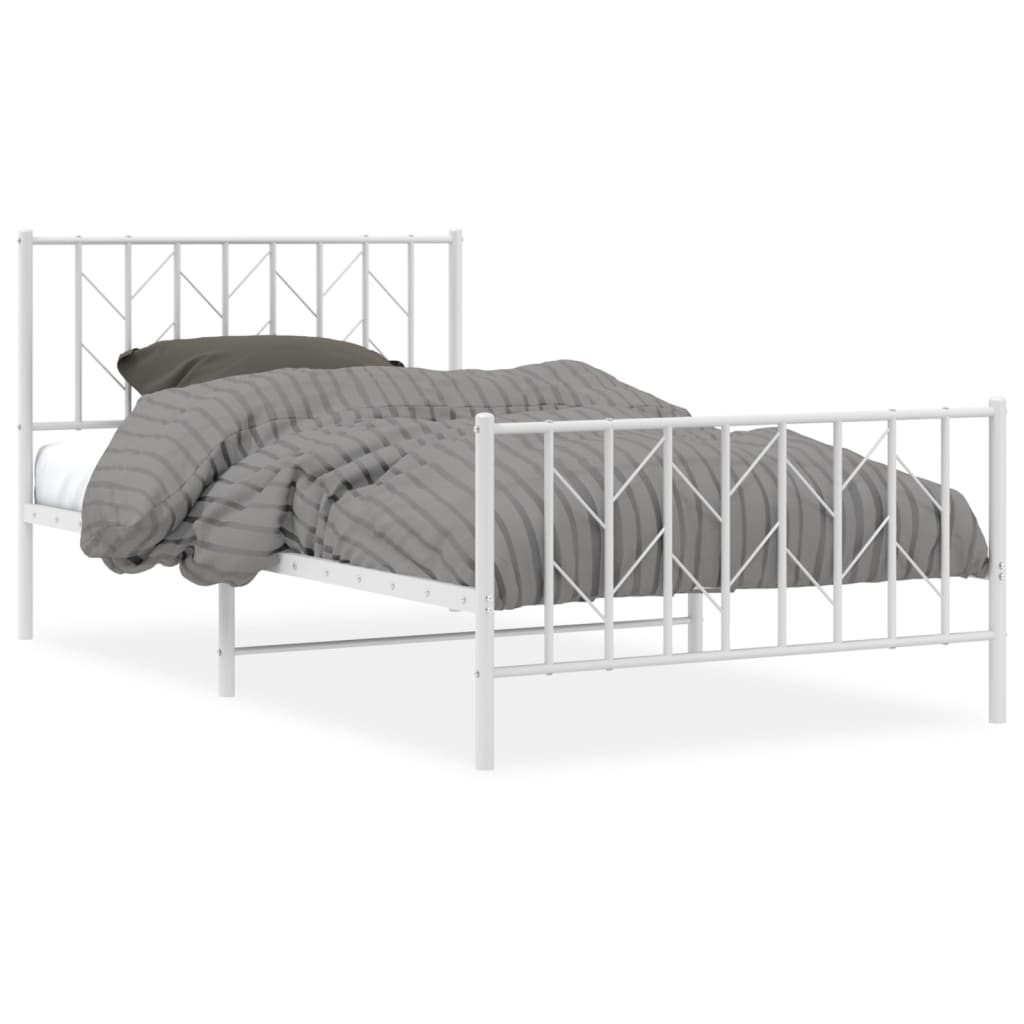 Bedframe met hoofd- en voeteneinde metaal wit 107x203 cm is nu te koop bij PeponiXL, paradijselijk wonen!