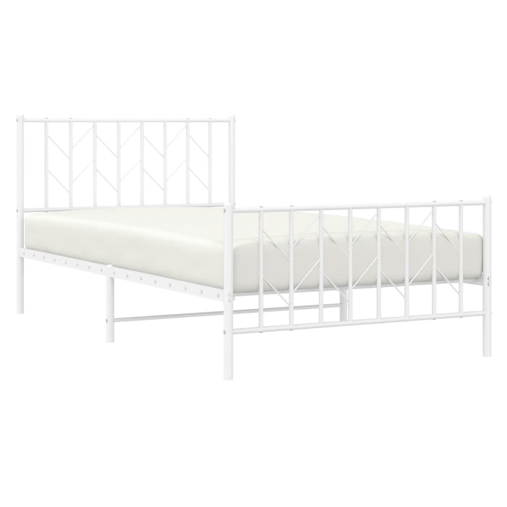 Bedframe met hoofd- en voeteneinde metaal wit 107x203 cm is nu te koop bij PeponiXL, paradijselijk wonen!
