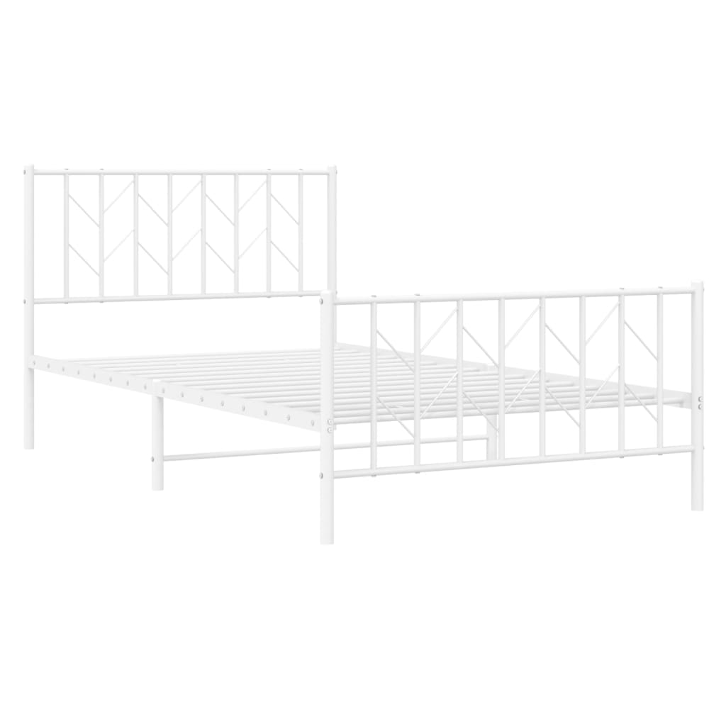 Bedframe met hoofd- en voeteneinde metaal wit 107x203 cm is nu te koop bij PeponiXL, paradijselijk wonen!