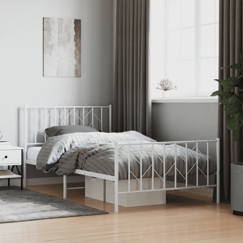 Bedframe met hoofd- en voeteneinde metaal wit 107x203 cm is nu te koop bij PeponiXL, paradijselijk wonen!