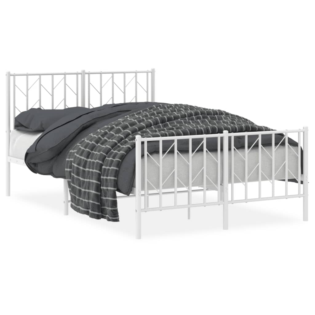 Bedframe met hoofd- en voeteneinde metaal wit 120x200 cm is nu te koop bij PeponiXL, paradijselijk wonen!