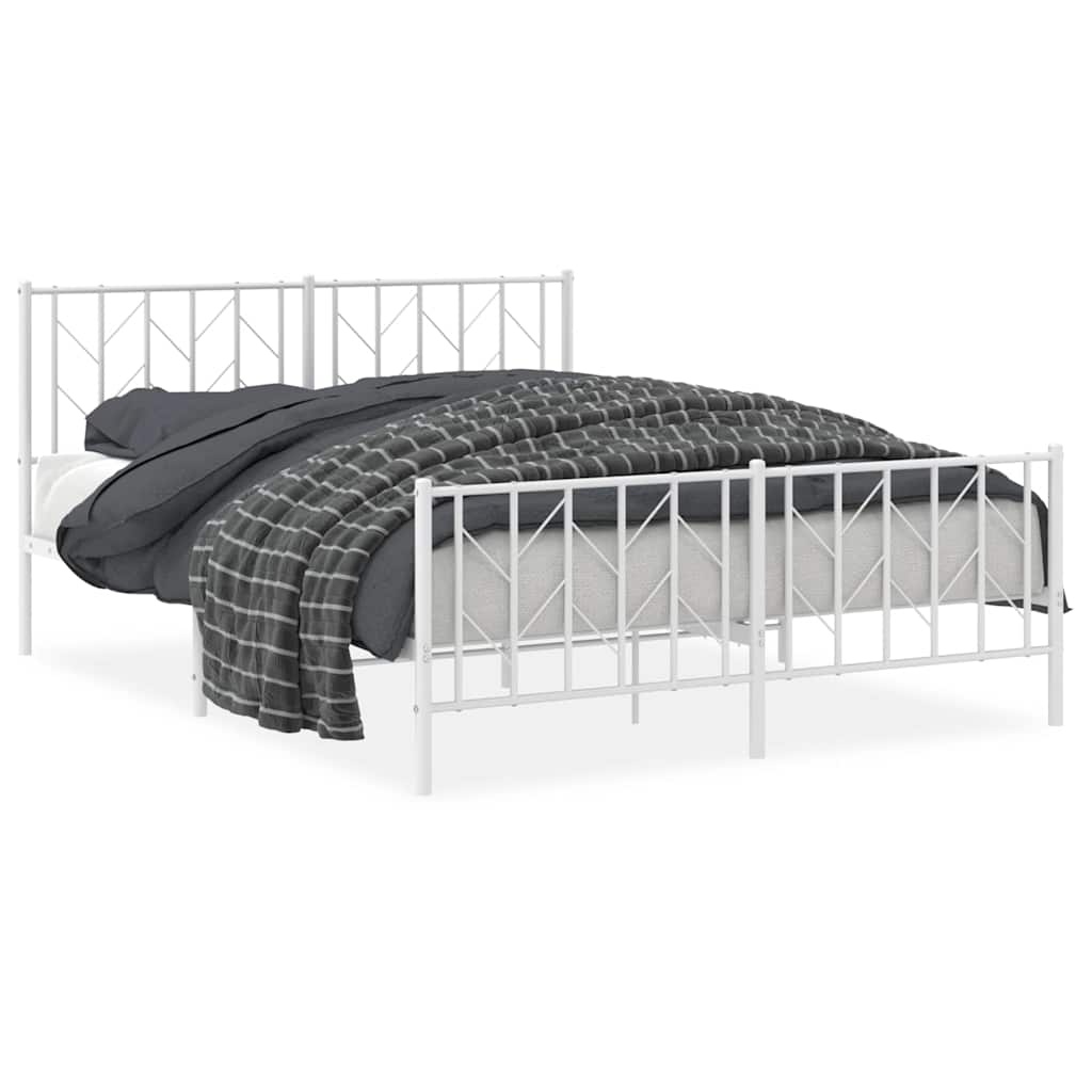 Bedframe met hoofd- en voeteneinde metaal wit 150x200 cm is nu te koop bij PeponiXL, paradijselijk wonen!
