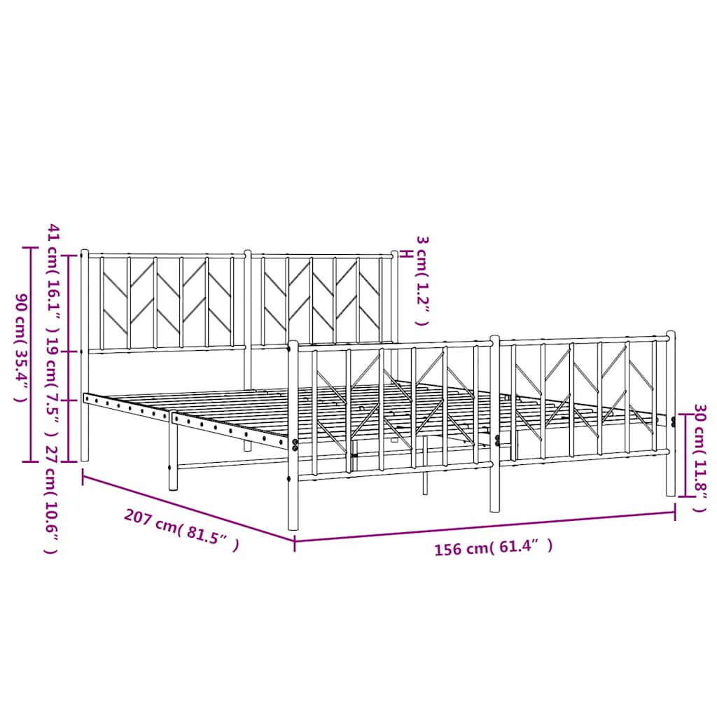 Bedframe met hoofd- en voeteneinde metaal wit 150x200 cm is nu te koop bij PeponiXL, paradijselijk wonen!